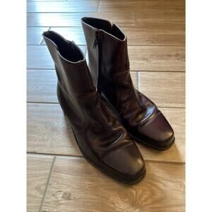 Vintage Florsheim Midtown Brown Leather Beatle Boots Zipper Hipster Preppy